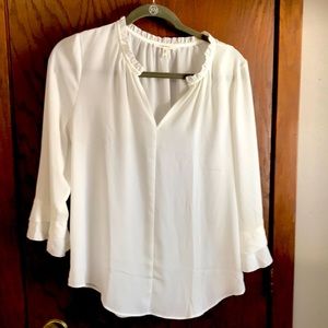Sheer ivory cream beautiful top by Maurice’s in size medium.